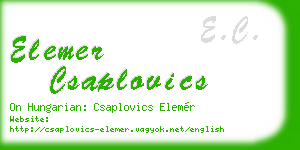 elemer csaplovics business card